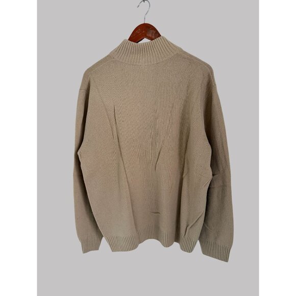 Matteo Volpi Beige Argyle Pattern Half-Zip Sweater M Wool & Cashmere Blend Unise - Picture 6 of 7